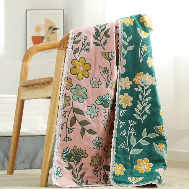 80*160 Cm-Es Terry Pamut Fürdő Törülközők Csipke Dizájn Japán Stílusú 5 Rétegű Géz Gyors Szárító Otthoni Zuhany Törölközők Fürdőszobák - Image 4