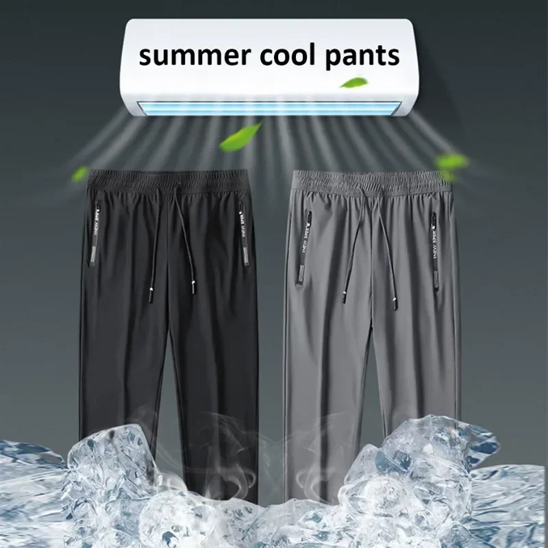 Casual Pants Summer Cool Pants Men 8XL Plus Szie Sweatpants Fashion Casual Stretch Pants Male Big Size 7XL Summer Trousers Black Grey