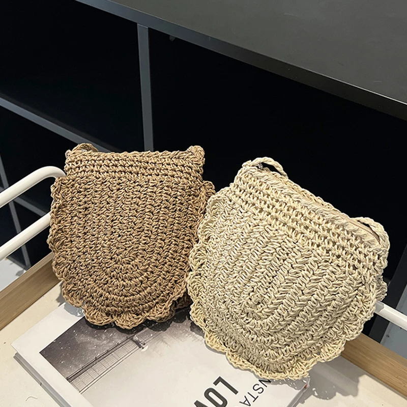 Summer Straw Bags For Women Handmade Beach Bags 2024 Raffia Rattan Woven Handbags Vacation Shoulder Crossbody Bags Clutch