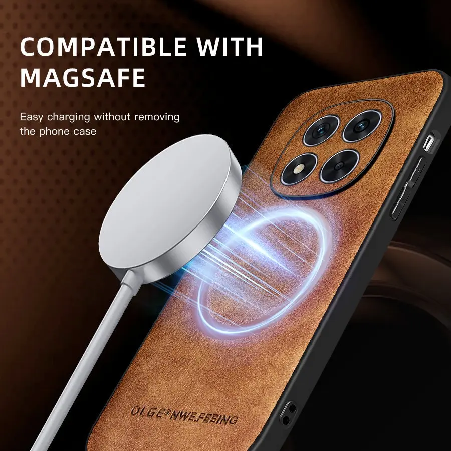 Vintage Classic Leather Magnetic Shockproof Protective Case with Mag-safe Back Cover
