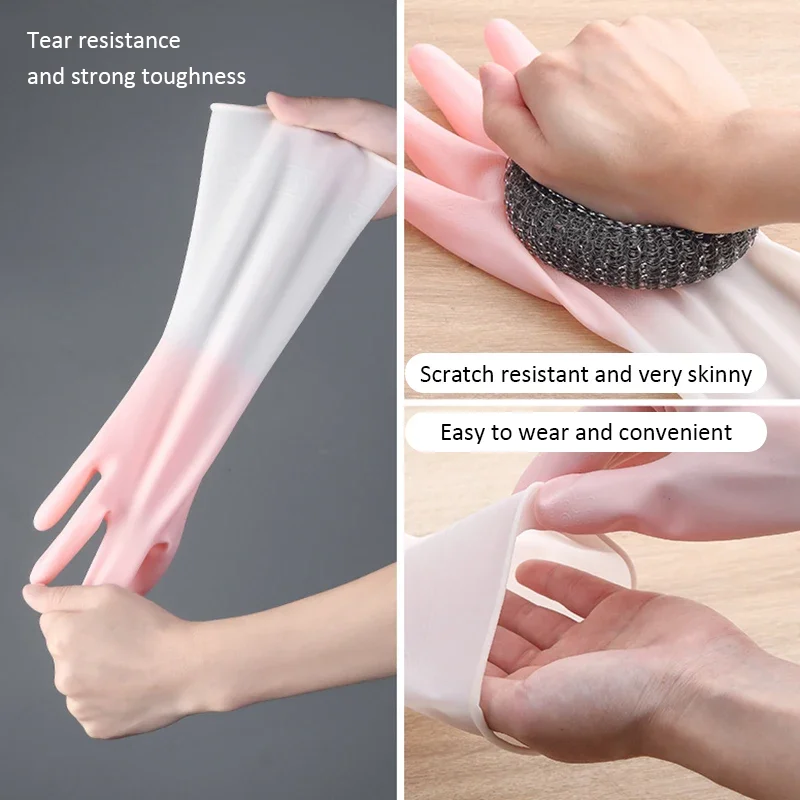 2Pcs Dishwashing Gloves Household Cleaning Tool Rubber Glove for Washing Clothes Magic Housework Kitchen Gloves Gradient Color