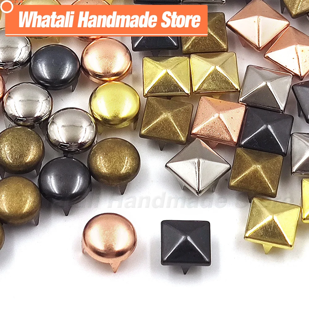 Metal Spike Rivets Square/Round Studs Punk Rock Leather Craft For Clothes/Shoes/Bags/Belt/Bracelets DIY 100Pcs