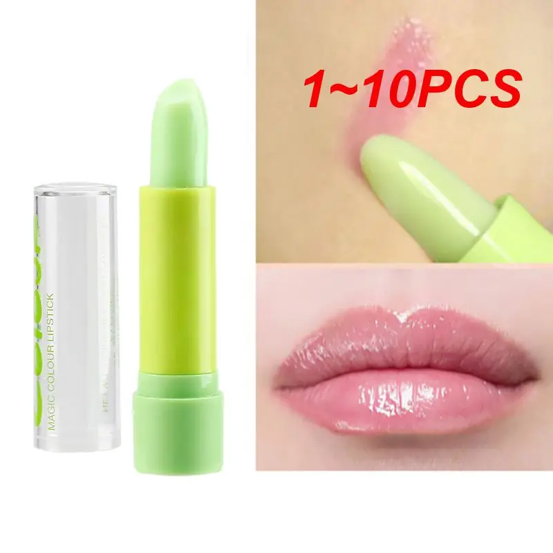 

1~10PCS Color Change Lipstick Moisturizing Lip Balm Long Lasting Makeup Lip Gloss Green Turn Into Anti-aging Lips Care