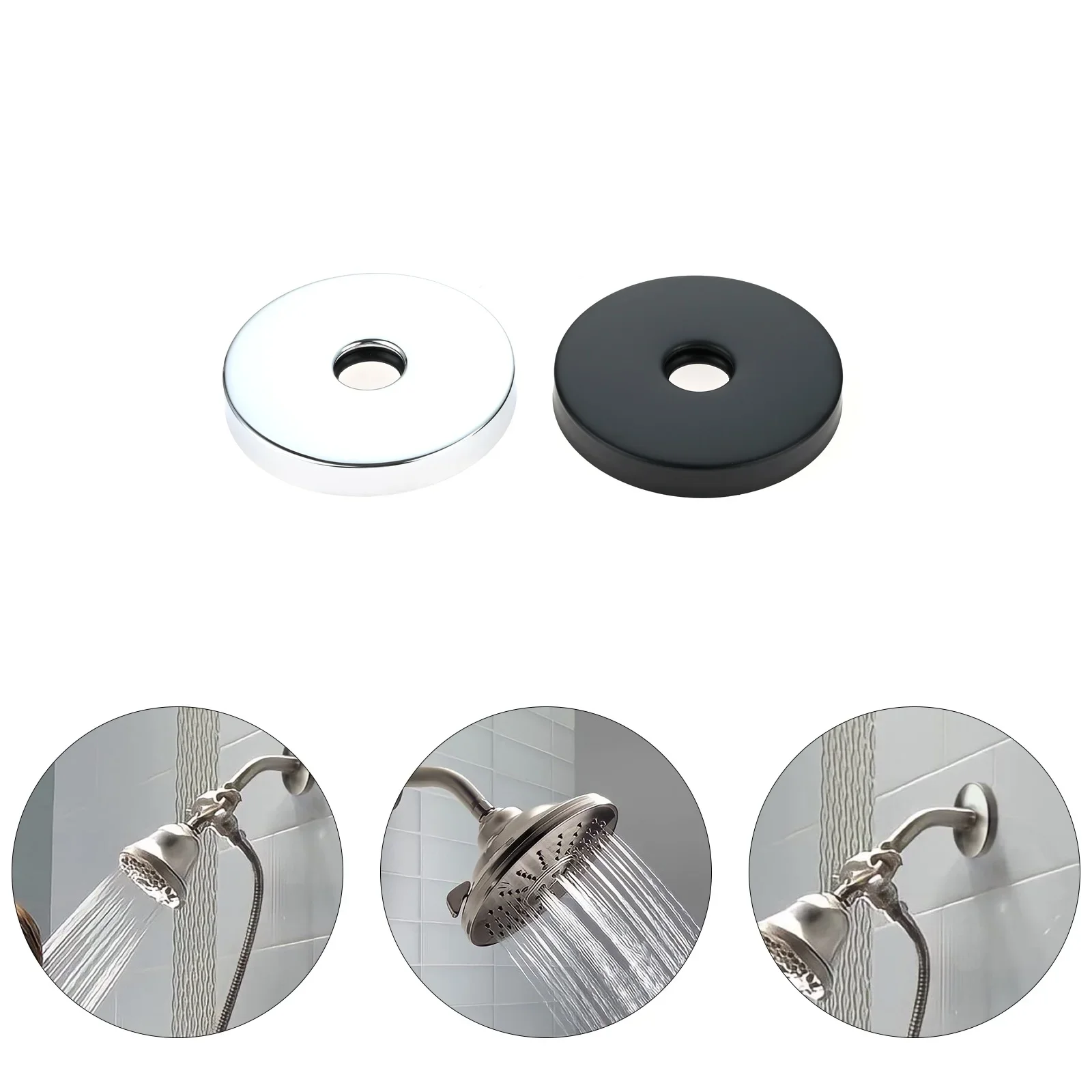 

1pc Shower Arm Flange Large Decor Cover 3.5" Bathtub Rain Arms Covering 304 Stainless Steel for 1"/2" Pipe Polished Chrome Black