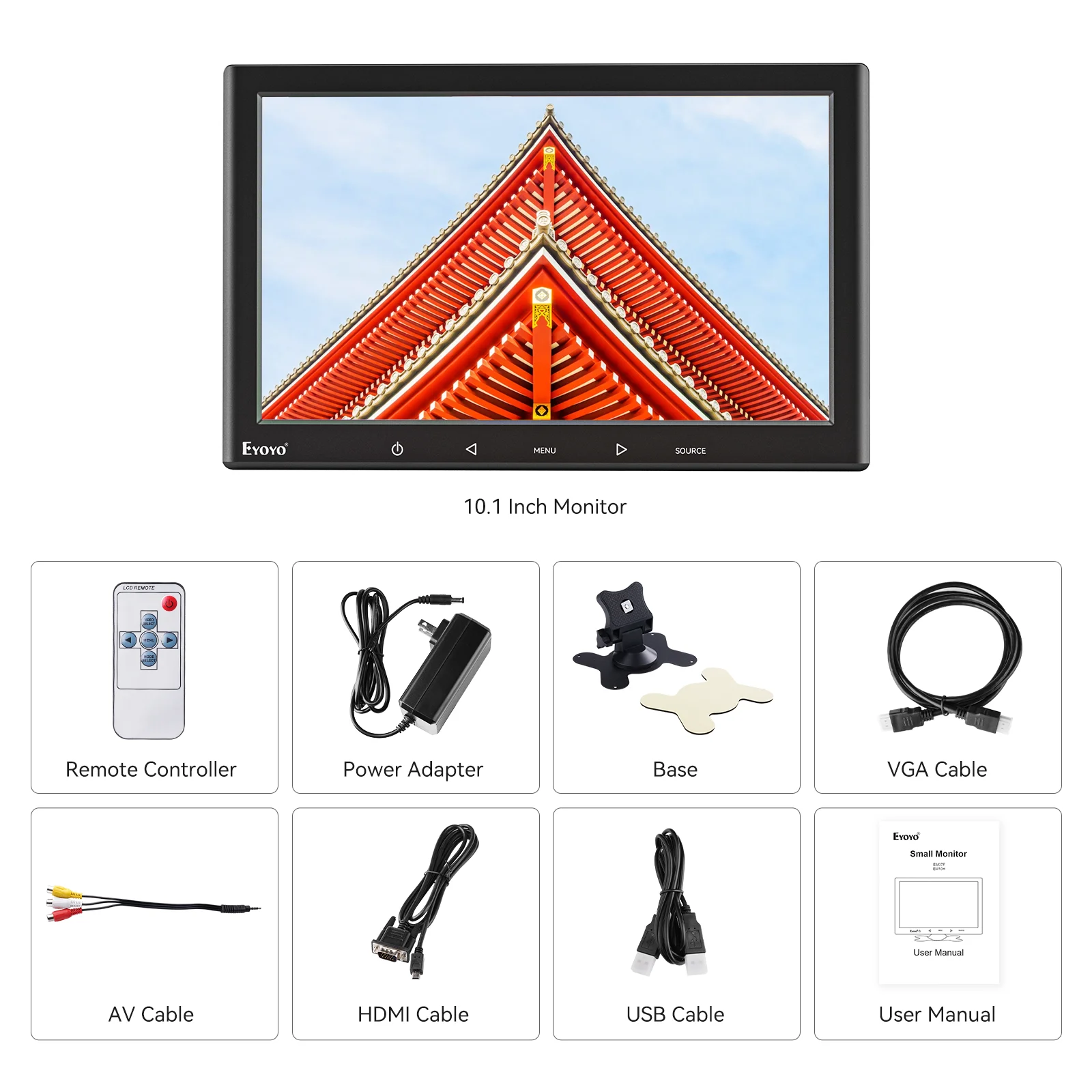 eyoyo 10型モニター Eyoyo 10 Inch IPS LCD Monitor 1280x800 Resolution Support HDMI VGA