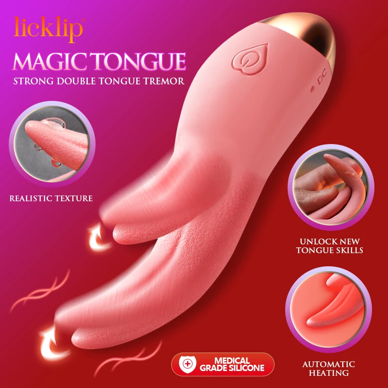 Licklip 7 Vibration Realistic Tongue Vibrators Licking Massager Clitoris Stimulation Nipple Licker Sex Toys for Women Adult Toys