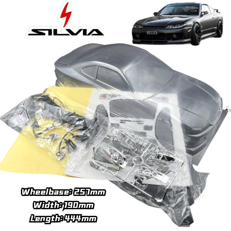 High Quality PC Body 1/10 RC Silvia S15 JDM Shell Polycarbonate 257mm Wheelbase 190mm Width For RC On-road Drift Touring Car