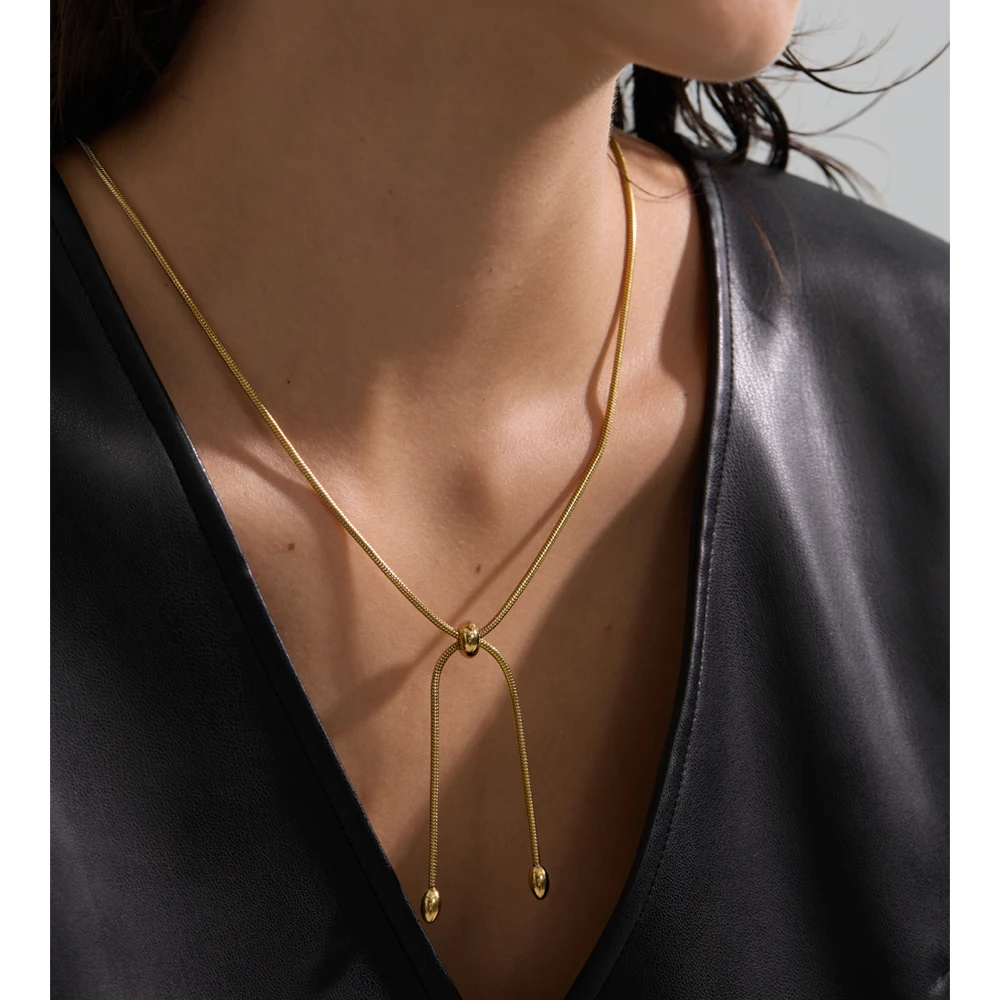 Yhpup 60cm Stainless Steel Knot Chain Necklace for Women