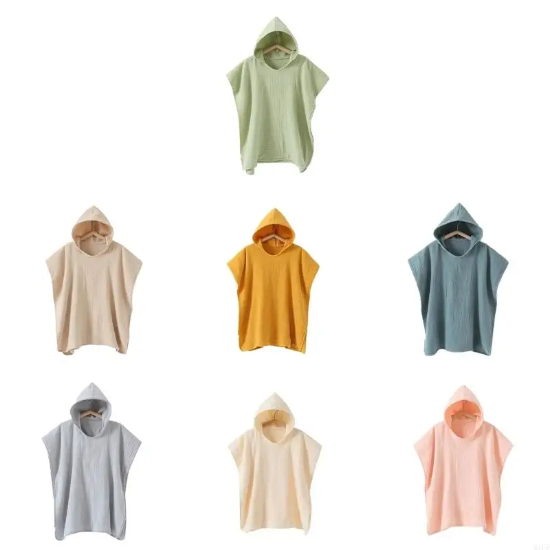 Q1FE Baby Bath Towel Newborn Cape Towels Cotton Hooded Beach Towel Soft Poncho Kids Bathing Stuff Infant Washcloth