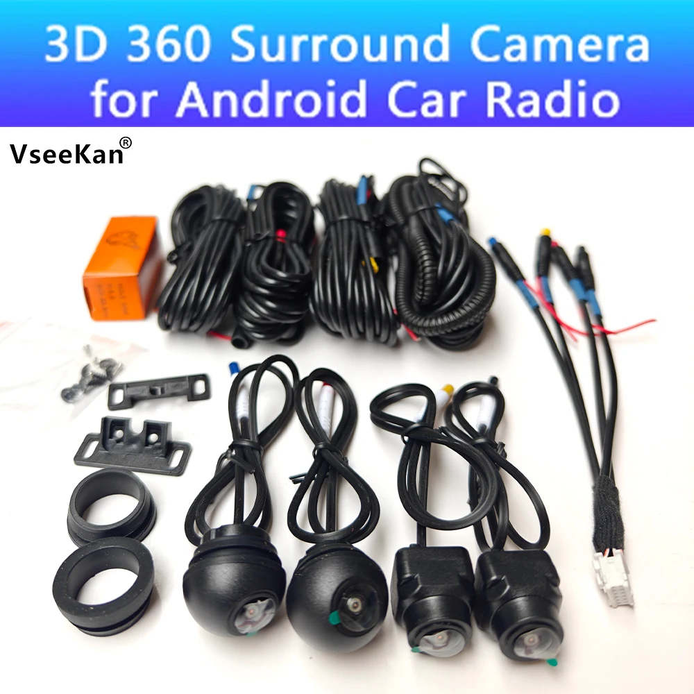 360 Panoramic Camera 360 Degree Camera 1080P 3D 360 Degree Camera Parking Surround View System Driving With Bird View Panorama System 4 Car Recorder Camera