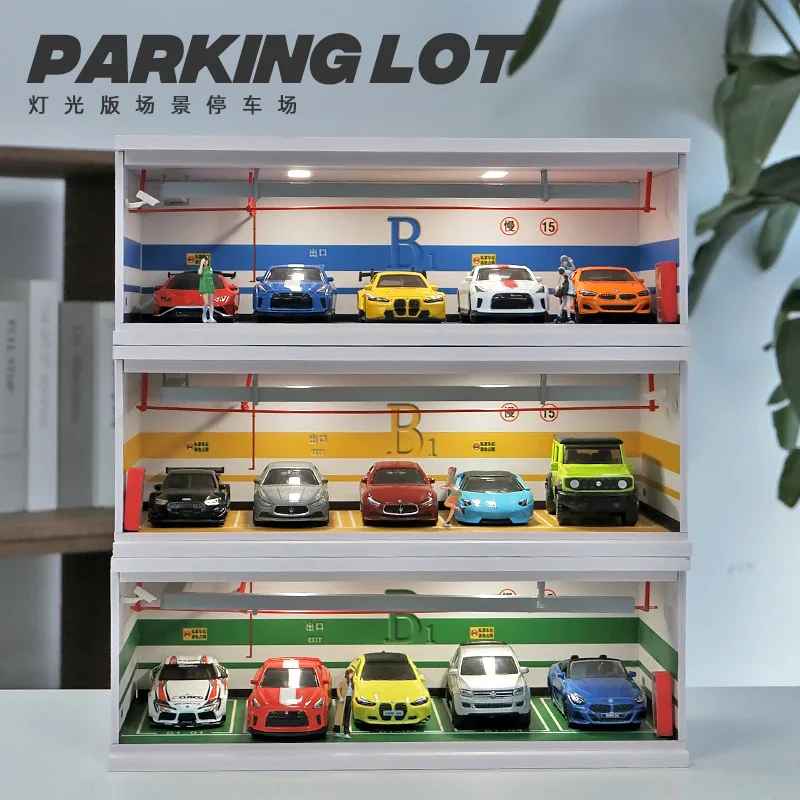 

Original factory underground parking lot model scene 1/64 Simulation car model toy garage display cabinet storage rack