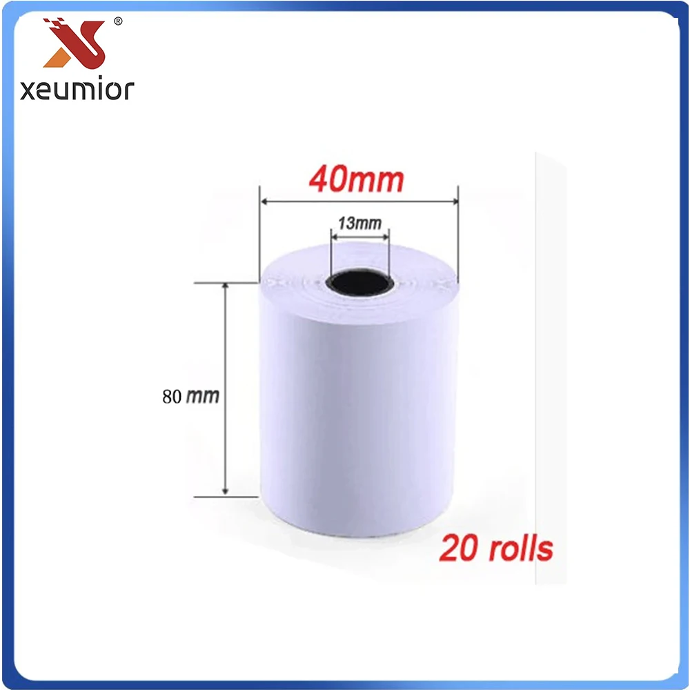 20 Rolls/Lot 80mm*40mm Thermal Receipt Printer Paper Cash Register Thermal Paper for Smart Mobile Handheld POS Terminal