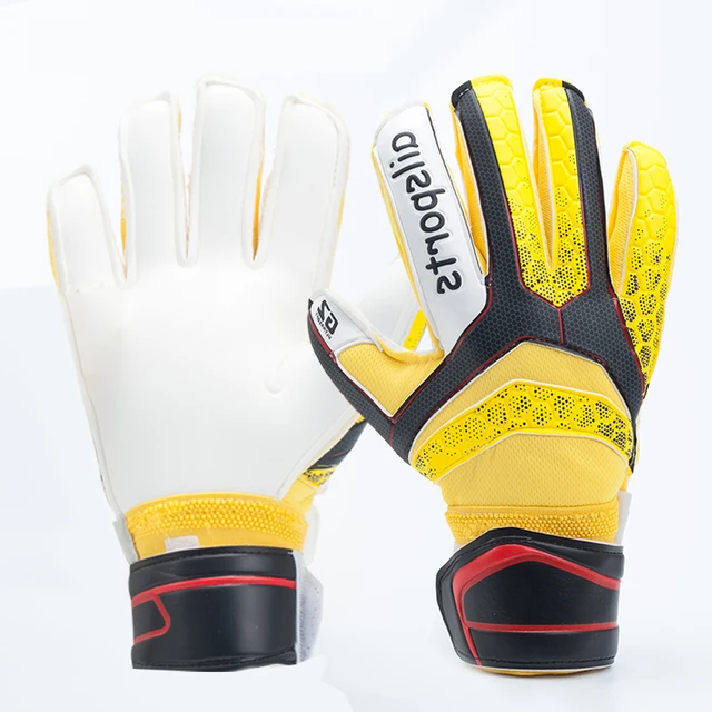 Shinestone Kids Adults Size Soccer Goalkeeper Gloves Professional Thick Latex Soccer Goalie Gloves With Finger Protection 873 yellow