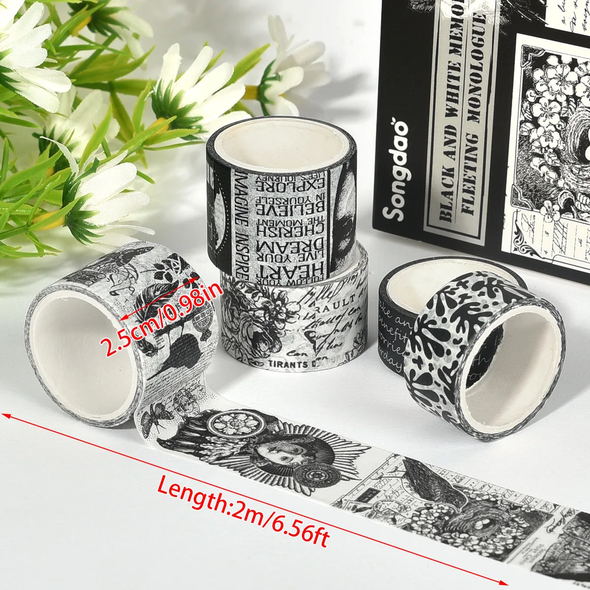 Vintage Washi Tape Set - 20-Piece Decorative Scrapbooking and Journaling Supplies