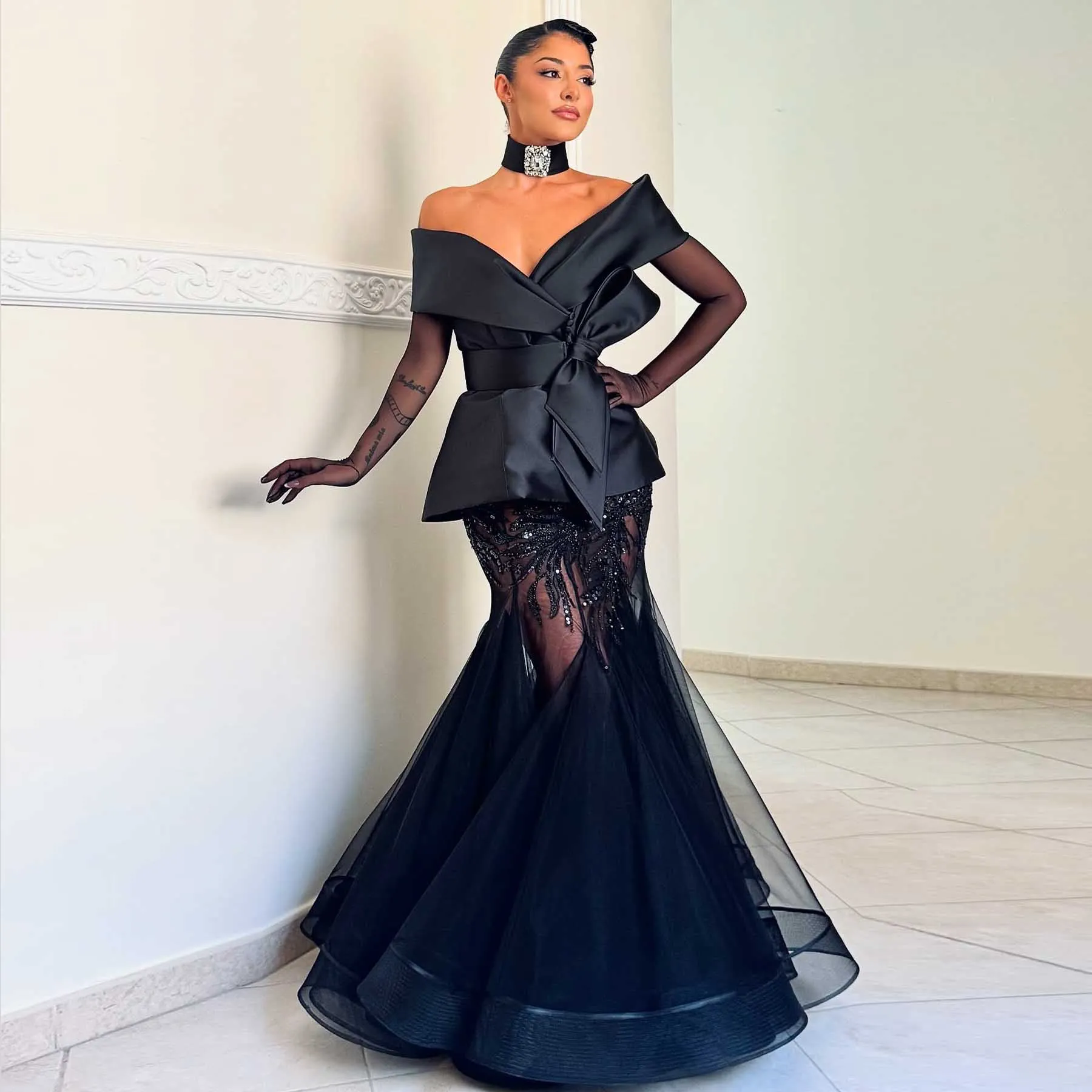 Black Evening Dresses Beaded Tulle Women Outfit Formal Dress Mermaid Prom Dress | eBay Black Evening Dresses Beaded Tulle Women Outfit Formal Dress Mermaid Prom Dress | eBay