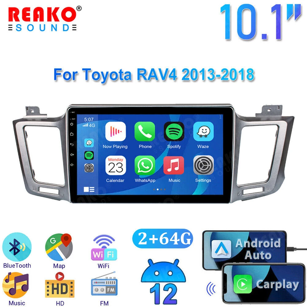 

Автомобильный радиоприемник реакosound Android 12 для Toyota RAV4 RAV 4 2013 -2018 мультимедийный плеер 4G Carplay 2din GPS стерео головное устройство