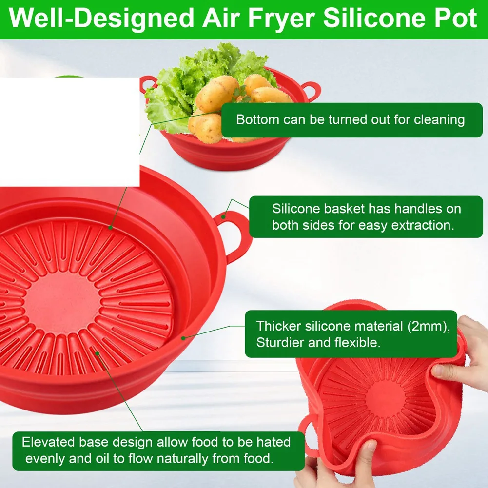 Silicone Air Fryer Basket Liner Cooking Pan - New Thicker material