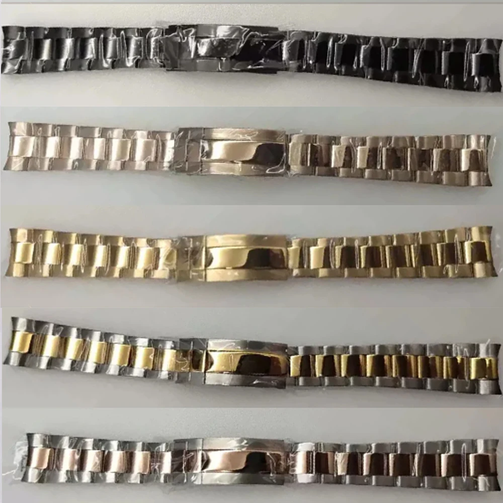 

Stainless Steel Watch Strap 20mm, Middle Polished Solid Watch Chain Watchband, Men Wristwatch Bracelet Replacement Spare Parts