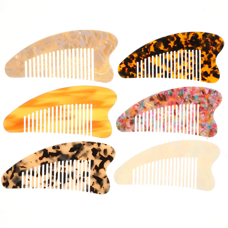 

tifcojew Heart-shaped acetate plate anti-static comb exquisite fine-toothed hair comb fashion marble hair accessories women
