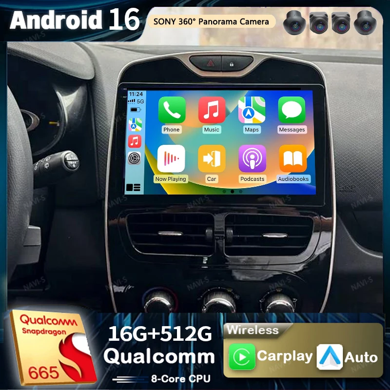 Android 16 CarPlay Stereoanlage für Renault Clio 4 BH98 KH98 2012-2016 2K QLED Android Autoradio Multimedia-Videoplayer GPS AI-Sprachsteuerung