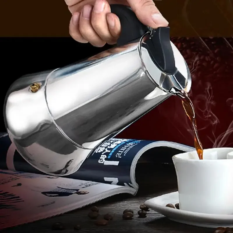 1Set Stainless Steel Moka Coffee Maker for Induction Cooker for Home Kitchen Making 100/200/300/450/600ml espresso coffee maker coffee maker coffee pot espresso maker