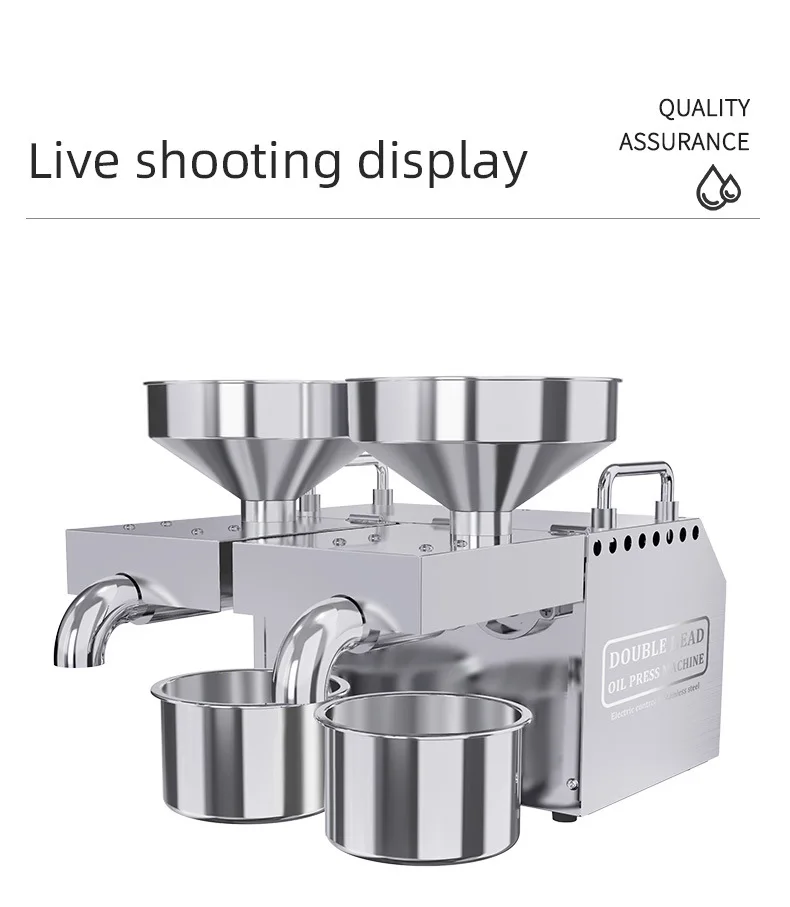 B02 Double Head Oil press 1600W Commercial Stainless Steel High Extraction Rate Press Flaxseed Sunflower Seed Coconut 3