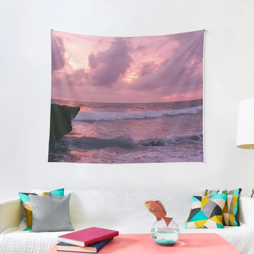 

Pink Sunset Beach Tapestry Decor For Bedroom Christmas Decoration Wall Deco Tapestry