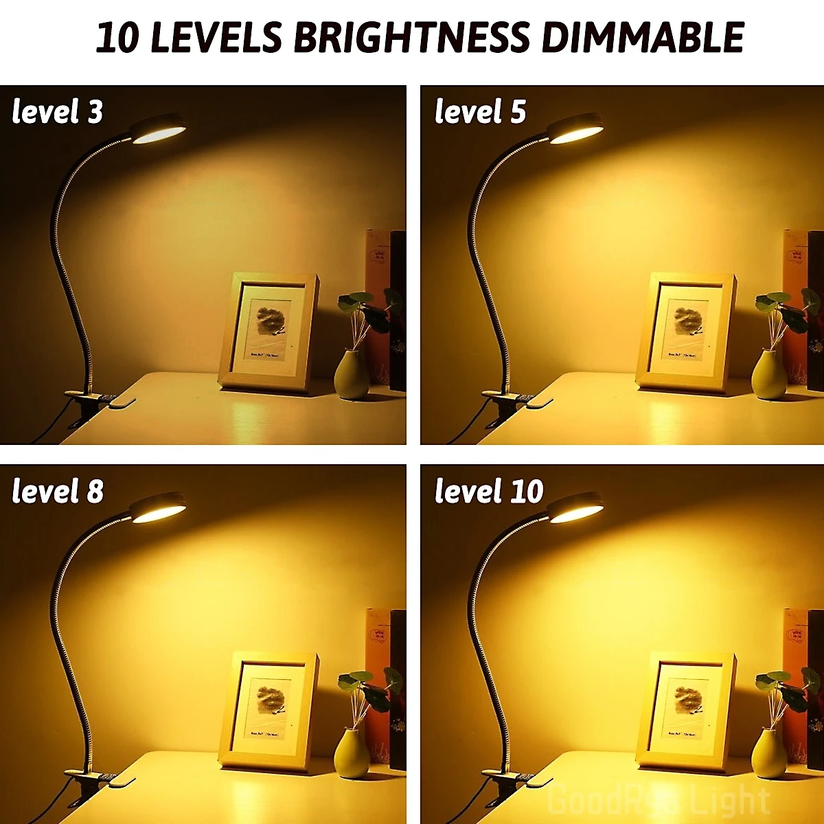 유연한 LED 수직 조명 책상 램프, 데스크탑 작업 쓰기 램프, 침실 조정 가능한 클램핑 침대 조명, 쓰기 독서 램프