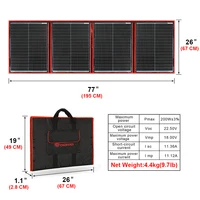 Kit solaire DOKIO 18V pliable avec chargeur portable 12V pour camping/powerbank/batterie/maison 200W 4