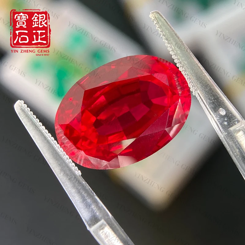 YinZheng Flame Melted Provide AGL Or GRC Certificate Oval Shape Pigeon Blood Ruby Loose Gemstones Ruby Synthetic Cultivate
