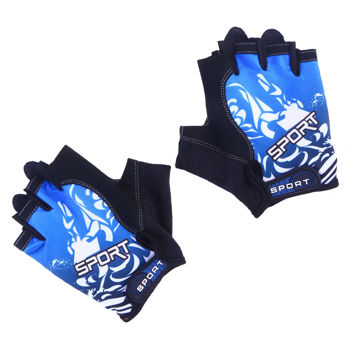 1 Pair Outdoor Sports Half Finger Gloves Non-Slip Breathable Workout Gloves for Cycling Climbing Fishing Riding Size M (Blue) mountain road bike riding gloves half finger reflective outdoor riding shock absorption unisex breathable non slip