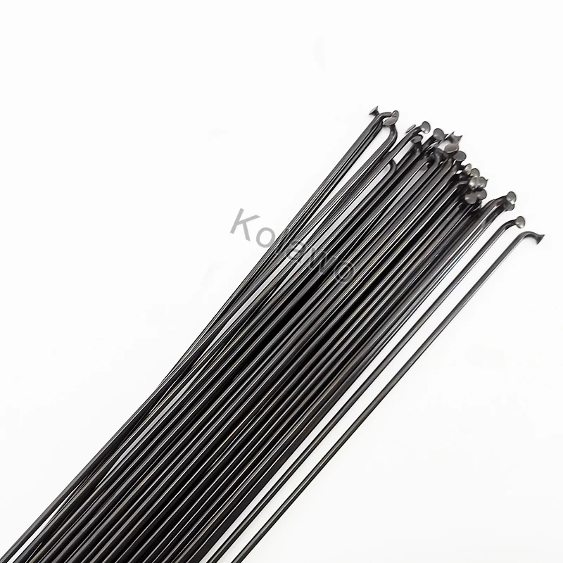 Raggi ruota bici neri in acciaio 302 x 2 mm con nipples
