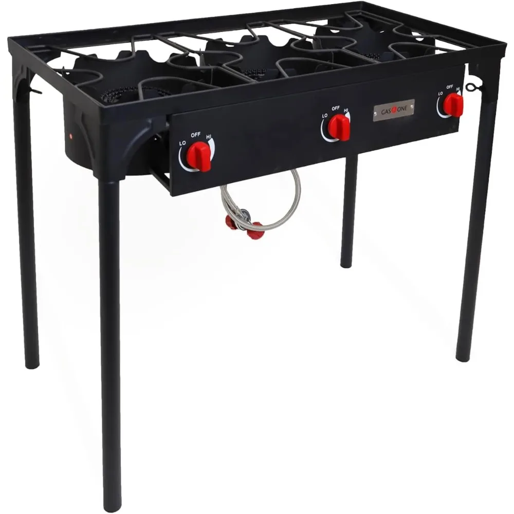 

Gas One Outdoor Triple High pressure Burner with Stand Stove Propane Gas Cooker With Adjustable High Pressure Regulator