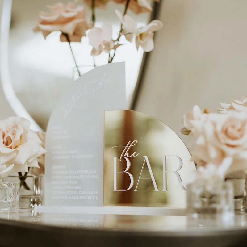 Wedding Bar Menu,Wedding Signature Drinks Sign,Personalized Bar Sign,Wedding Reception Decor,Gold Mirror with Matt Acrylic Sign