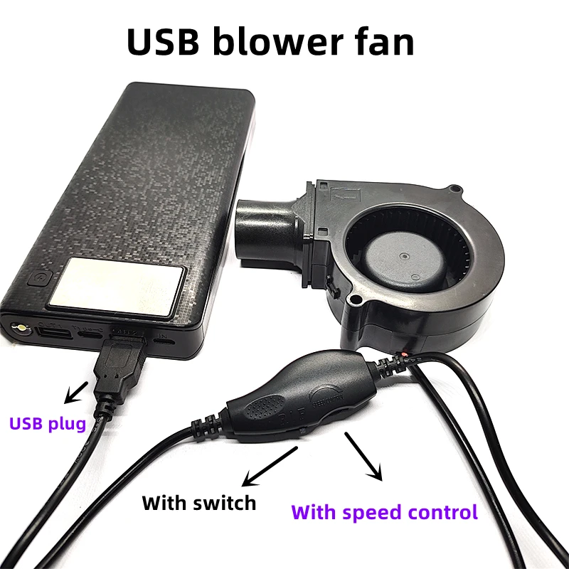 7530 7cm 5V USB Portable BBQ Fan Picnic Camping Air Turbo Blower Speed ​​Adjustment