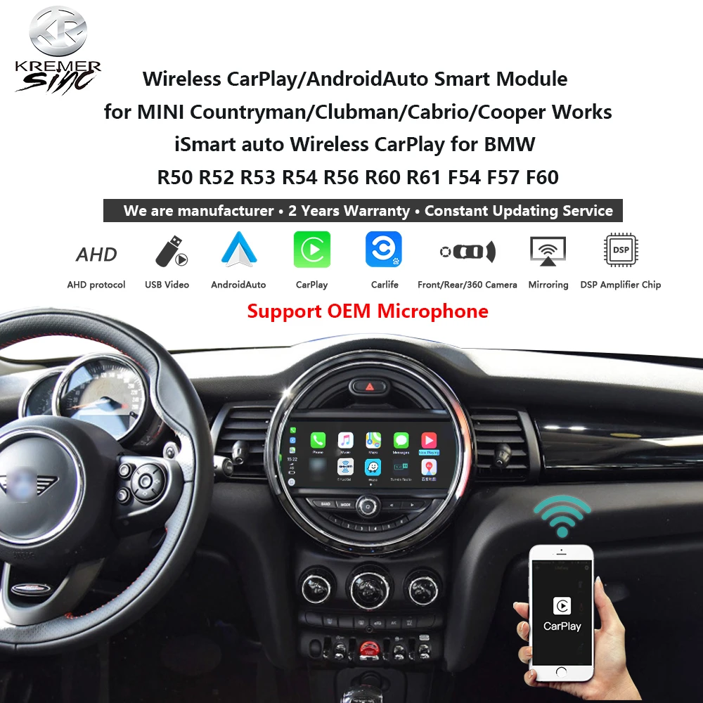 Draadloze Apple Carplay Android Auto Mini Countryman/Clubman/Cabrio/Cooper Werkt R50 R52 R53 R54 r56 R60 R61 F54 F57|Sleutelloos Start Systeem| - AliExpress