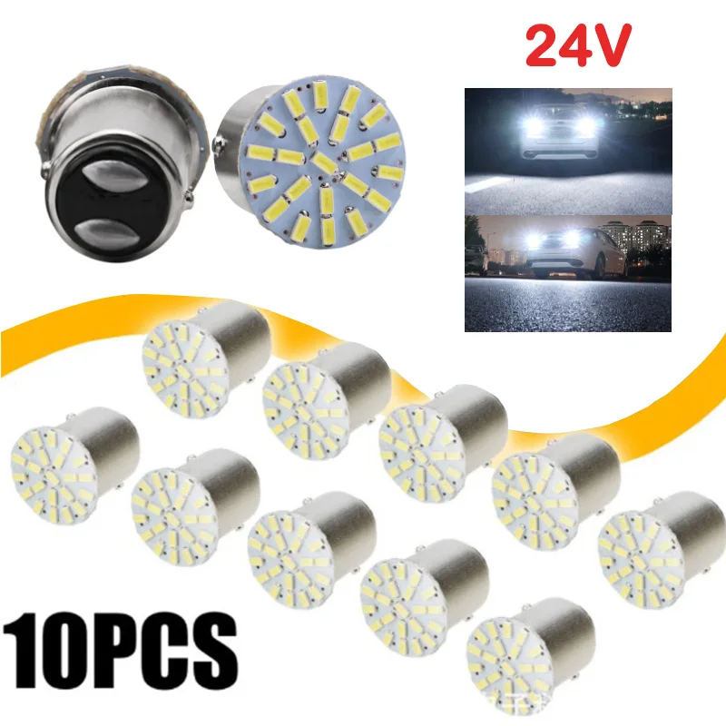10pcs 1156 BA15S P21W 1157 BAY15D P21/5W LED Bulbs 3014SMD DRL Daytime Running Light Turn Signal Light White Red for Truck 24V
