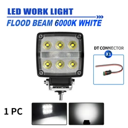 Ultra Bright LED Work Light Bar - 6LED, IP68, Flood Beam, 6000K White Light (1PC Flood Beam)