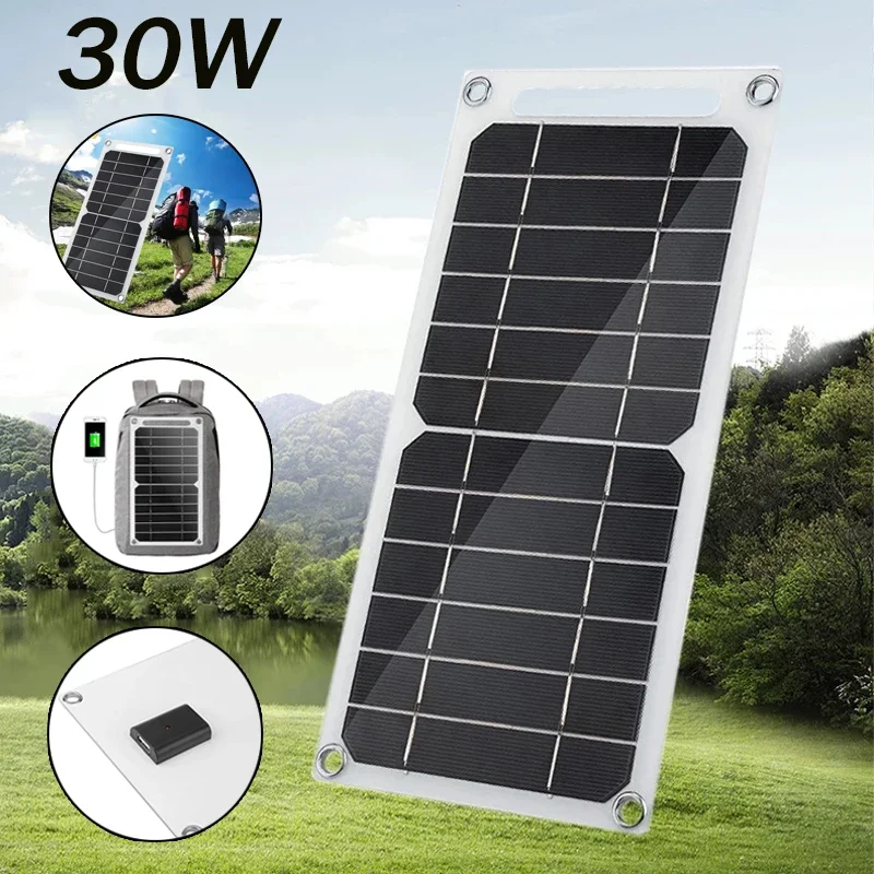 Solar Panel Charger Power Bank - 30w Solar Panel Usb Waterproof Outdoor  Camping - Aliexpress