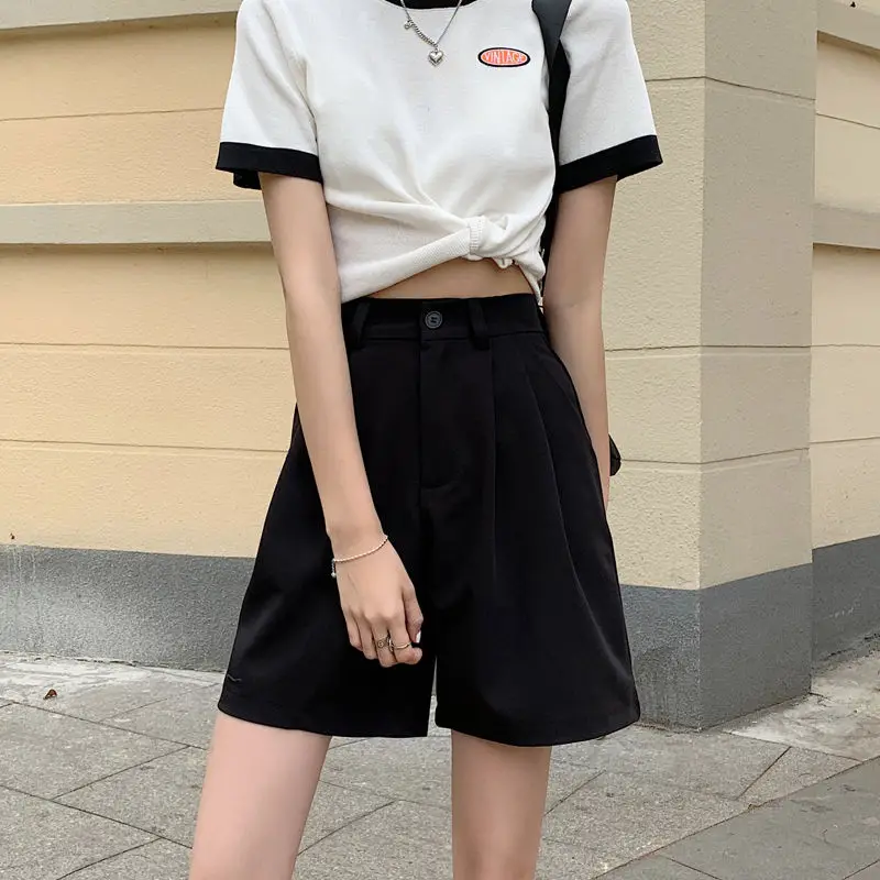 Split Pants Spring/Summer 2023 New High Waisted Vertical Pants Thin Wide Leg Suit Pants Casual Pants Shorts for Women