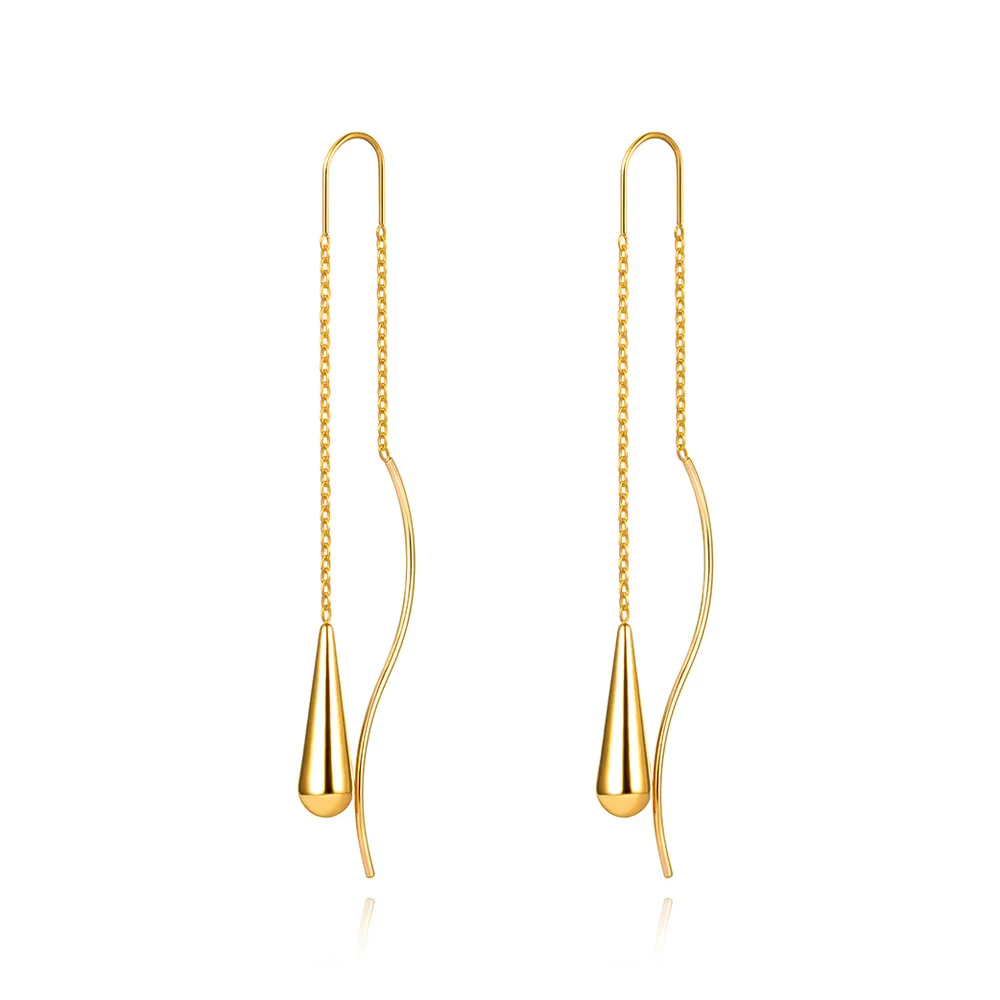 2316051-a87e55.jpg S6db091d9274241a4a7ecdf6df94a25b2E Trendy Stainless Steel Water Drop Charm Earrings 14K Gold Plated Long Chain Tassel Earring For Women pendientes Mallzona