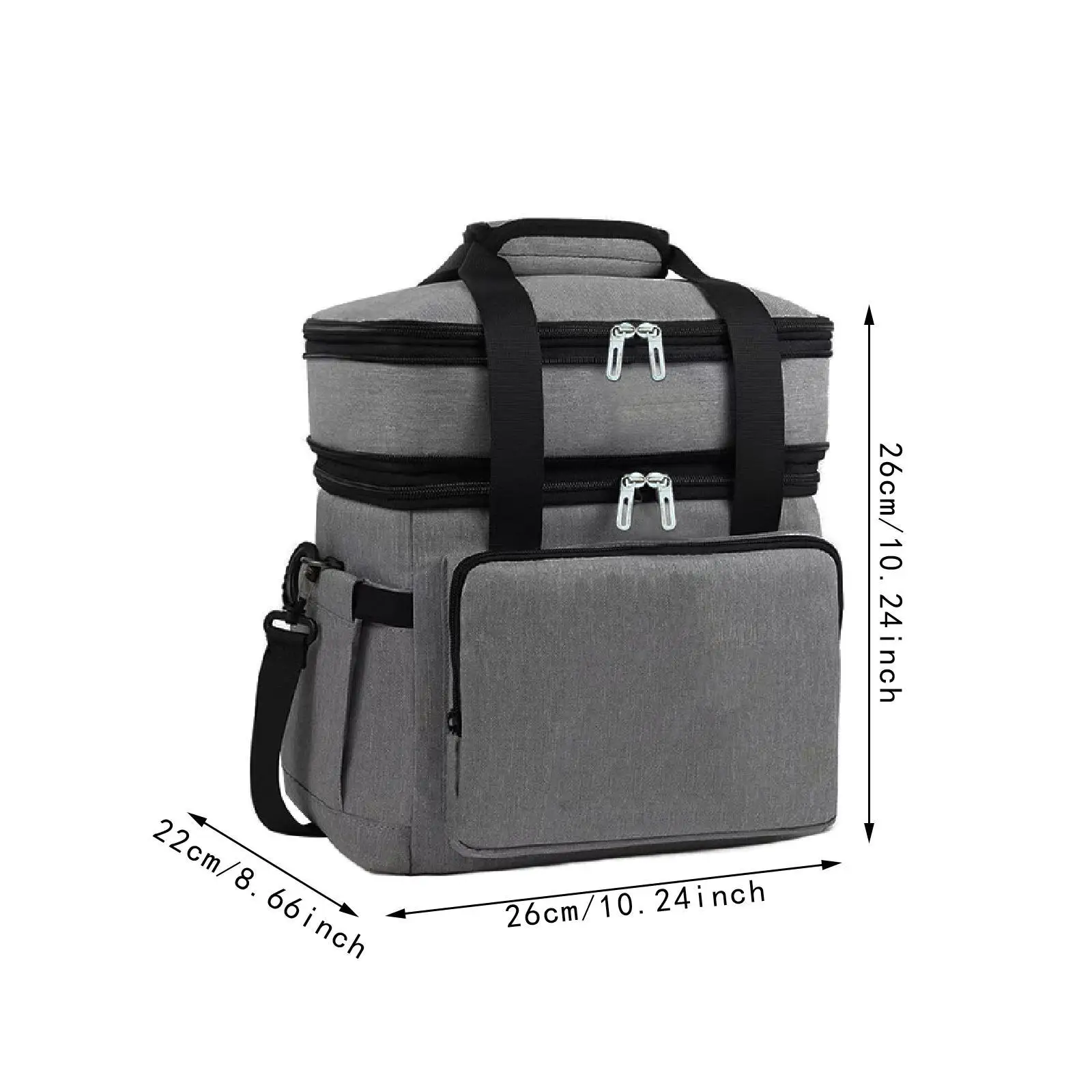Insulated Cooler Bag 2 Tier 18L Versatile Container Expandable Hot Cold Food Thermal Bag for Travel Work Lunch Picnic Office