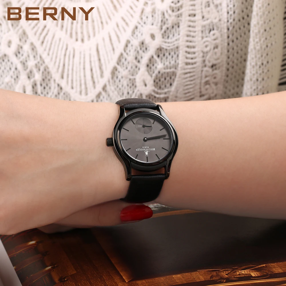 BERNY Japan Quartz Movement Women's Watch  Ladies Small Seconds Clock for Woman Casual Waterproof Business Fashion Wristwatch