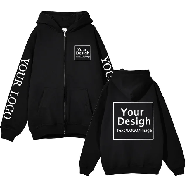 Custom Zip-Up Hoodie for Men & Women | Personalized Logo Design | Y2K Streetwear Fashion | DIY Printed Zipper Jacket | Premium Streetwear Sweatshirt