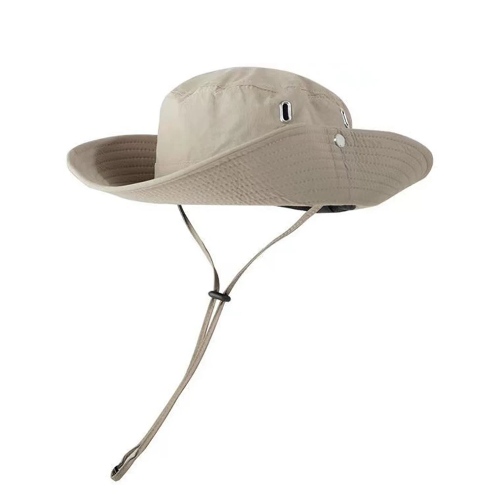 Sun Hats Summer Outdoor Fishing Hat For Men Big Brimmed Drawstring Fisherman Hat Camping Mountaineering Sun Protection