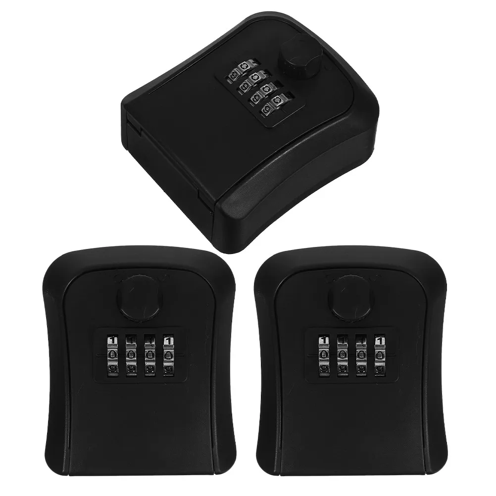 3Pcs 키 잠금 상자 코드 조합 안전 상자 야외 벽 마운트 휴대용 ABS 소재 키 잠금 상자 키 사물함