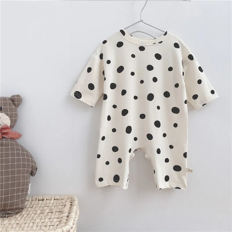 

AYNIGIELL Baby Clothes Baby Spring and Fall Onesie Korean Version of the Toddler Clothing Polka Dot Printing Cotton Rompers