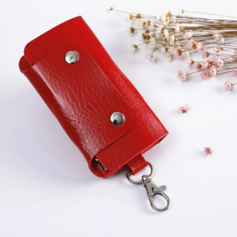 1 Stück Tragbarer Leder-Schlüsselhalter Auto-Schlüsselanhänger Unisex Schlüsseltasche Einfache Einfarbige Aufbewahrungstasche – Detail 7