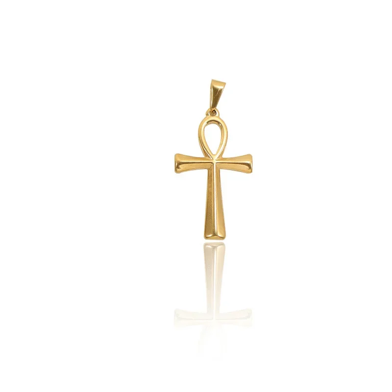 RHYSONG Fashion DIY 316L Stainless Steel Cross Pendant Necklace Gold Silver Color Charms For Women Jewelry Making Without Chain 6