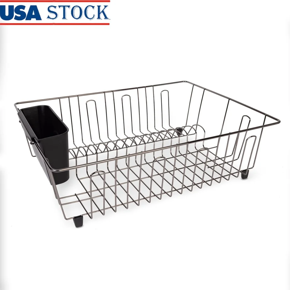 Large Metal Dish Rack with Cutlery Cup